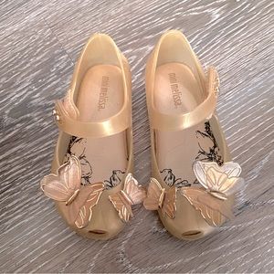 Mini Melissa Girls Gold Jelly Flat - size 8